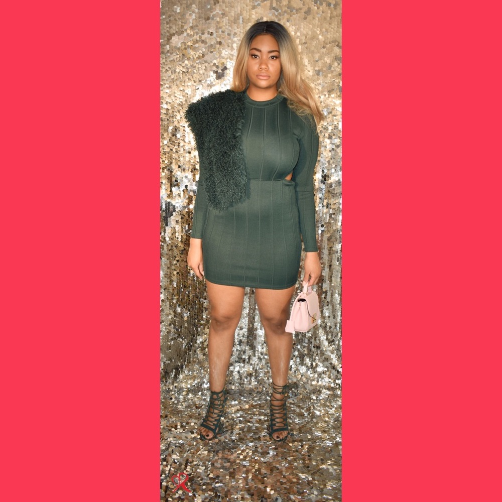 Green Cut out Bandage Dress